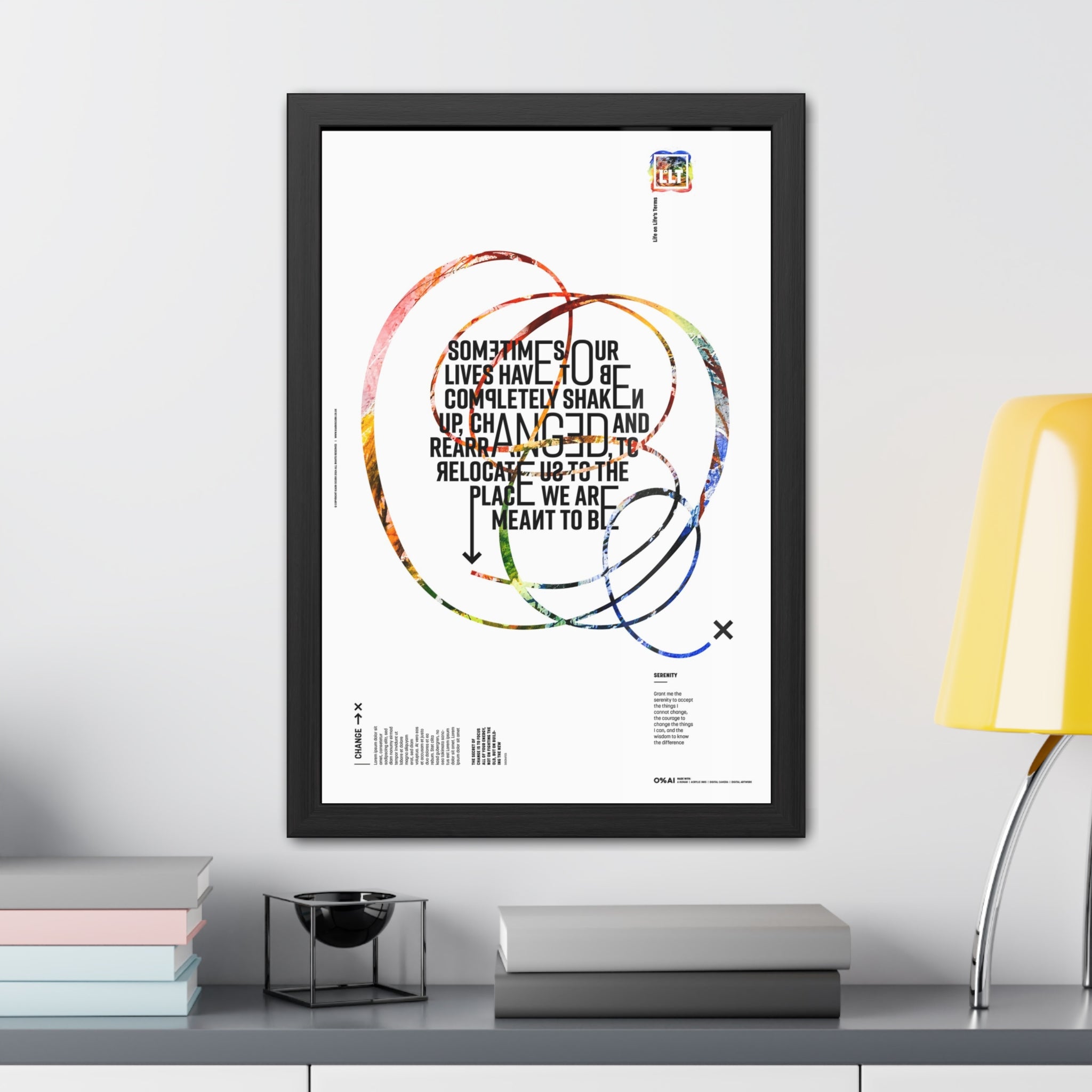 Framed Inspirational Quote Poster – Colorful Abstract Heart Typography Art