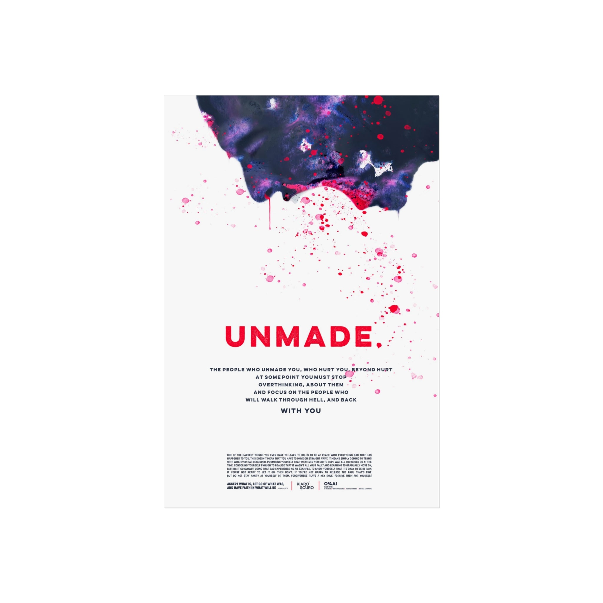 Unmade Fine Art Poster — Emotional Pain Motivational Wall Art