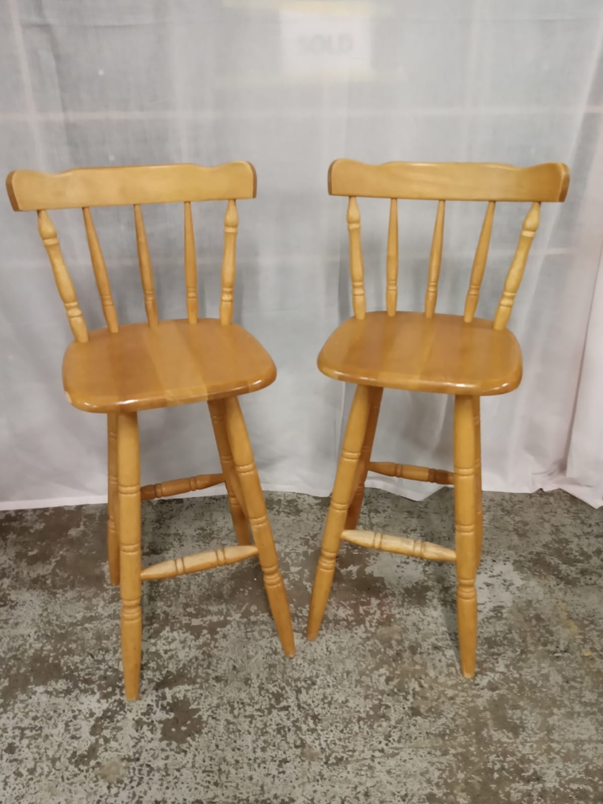 Hand Painted Pair of Bar Stools by HMP Bristol