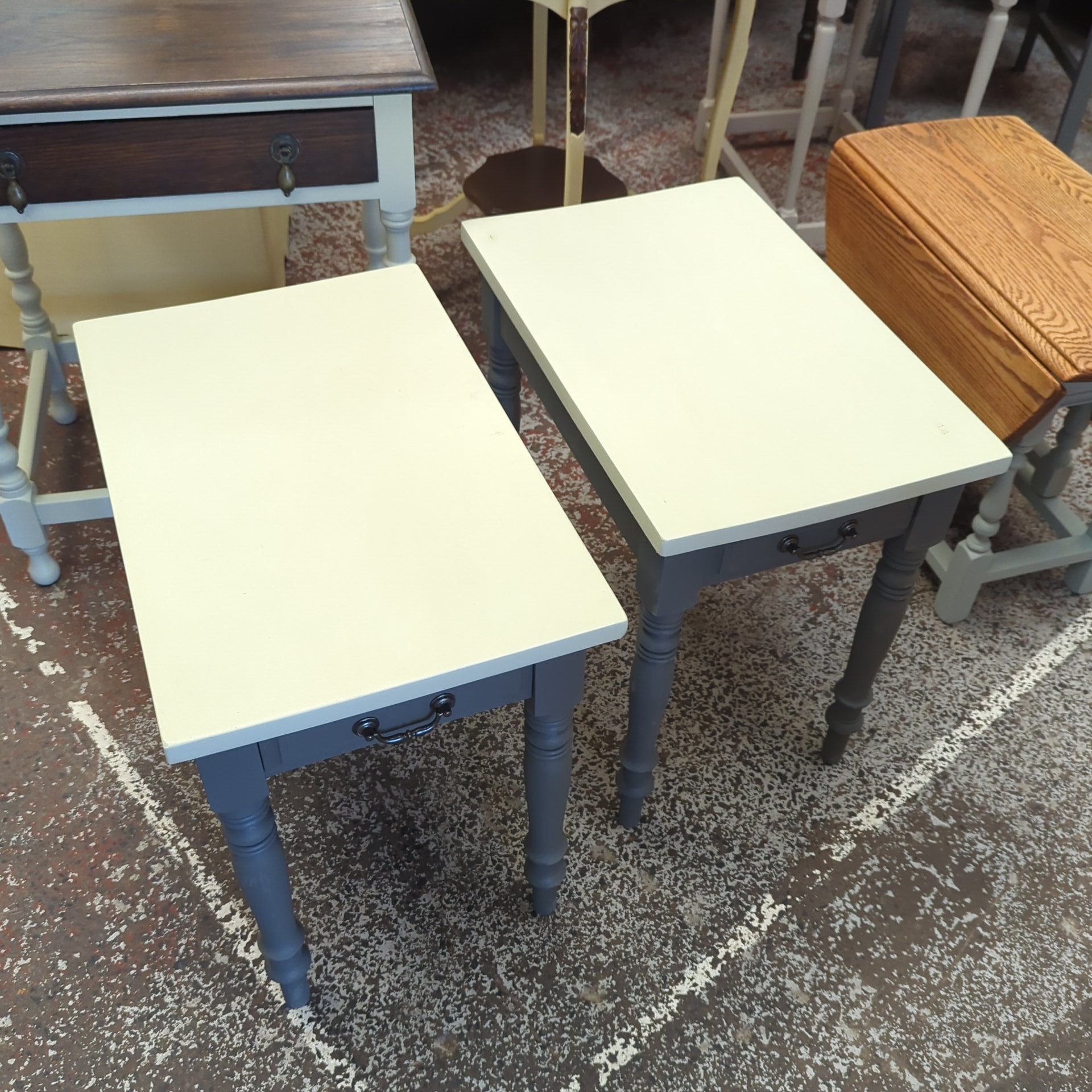 Hand Painted pair of Side Tables by HMP Bristol