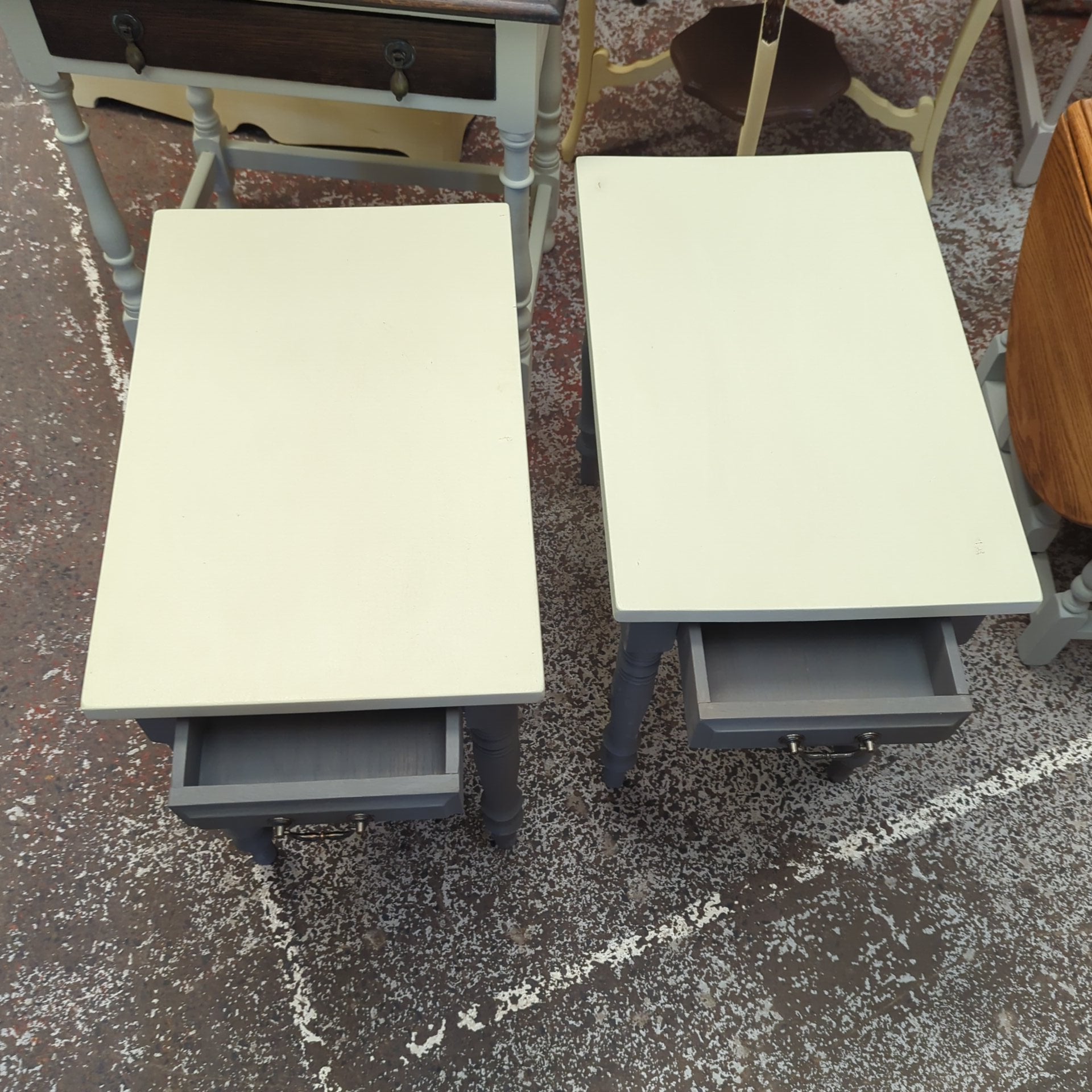 Hand Painted pair of Side Tables by HMP Bristol