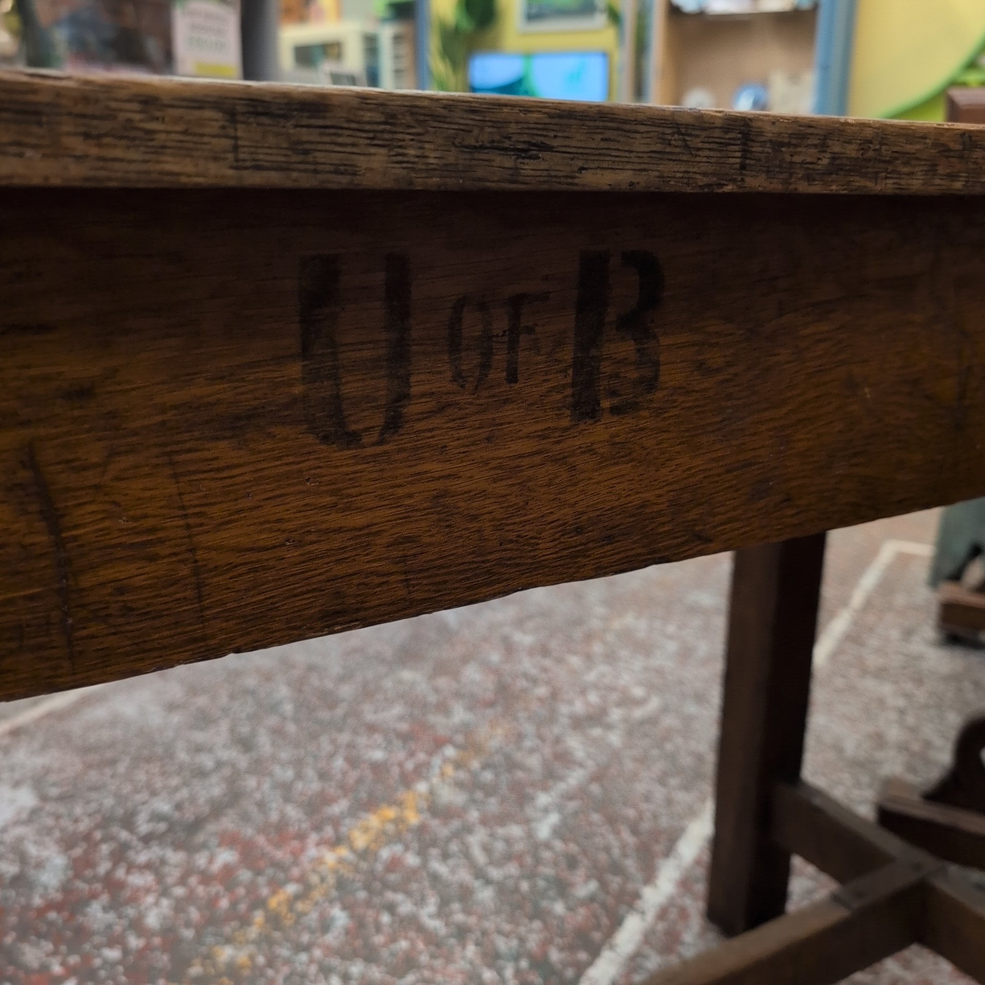 Antique Industrial Workbench / Joiner's Bench – Stamped "U of B"