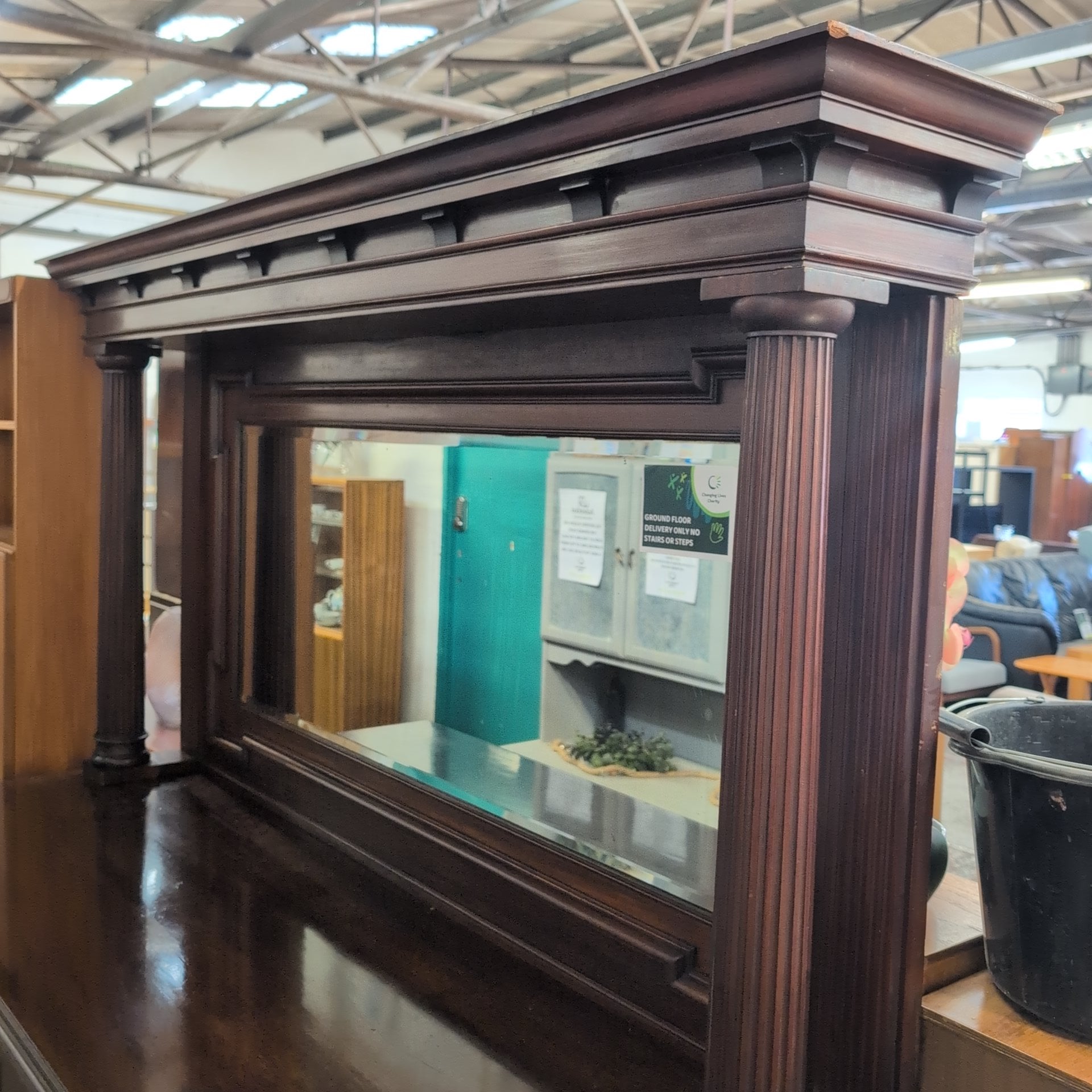 Maple & Co Antique Dark Wood Mirrored Sideboard