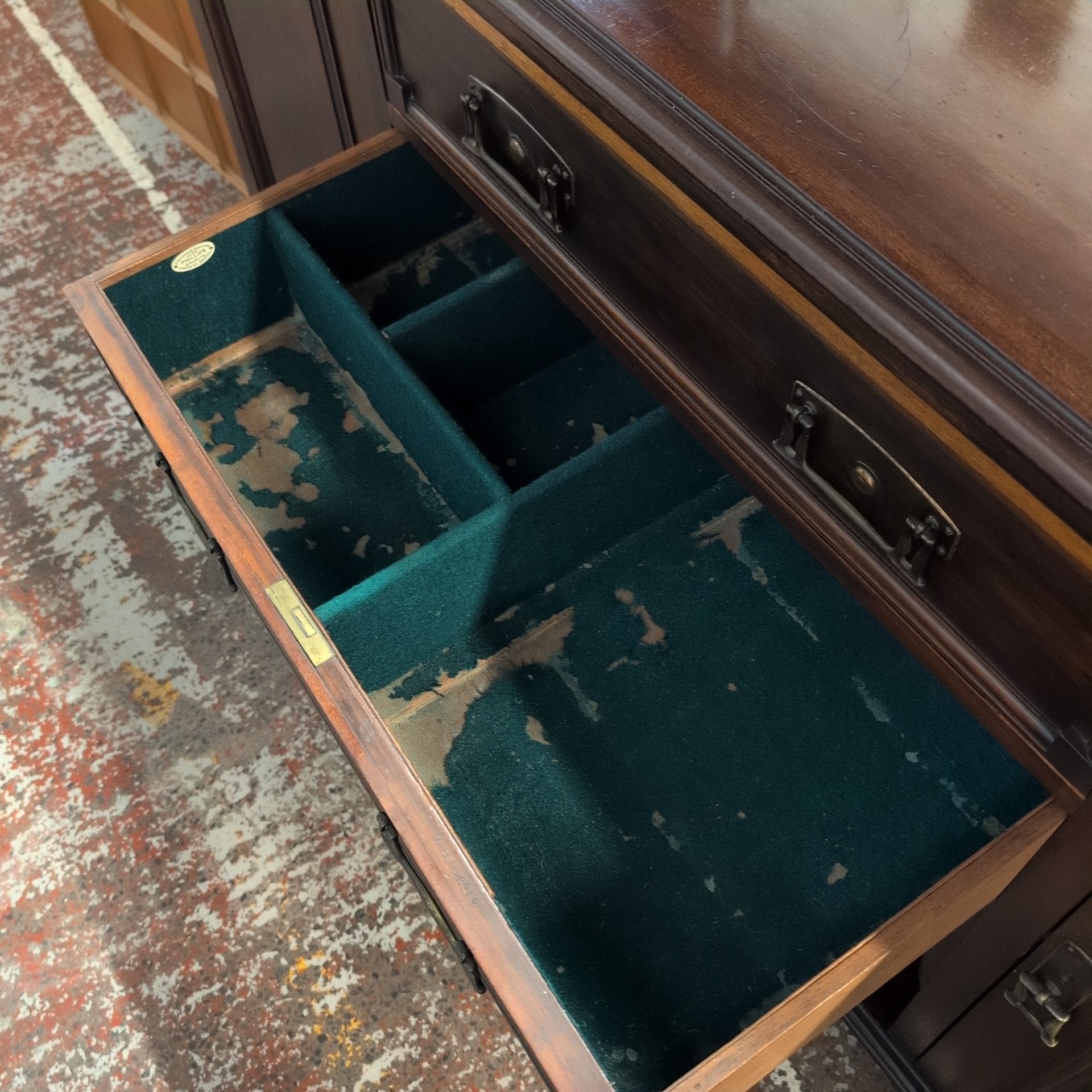 Maple & Co Antique Dark Wood Mirrored Sideboard