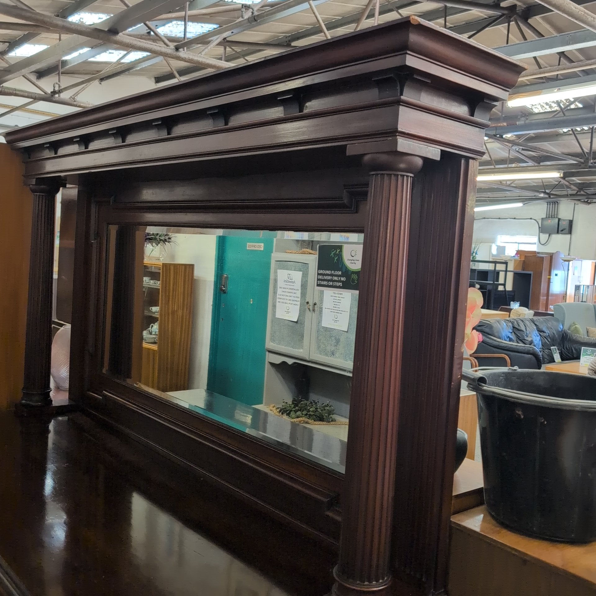 Maple & Co Antique Dark Wood Mirrored Sideboard
