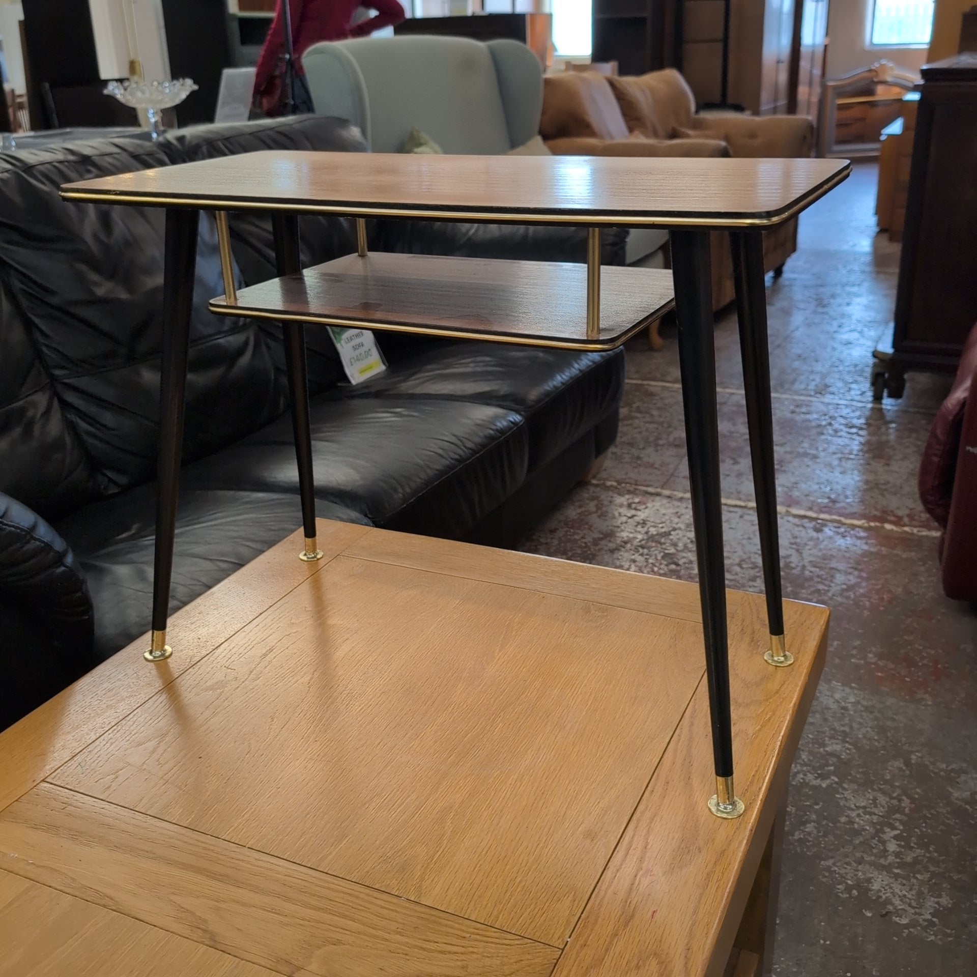 Vintage Mid-Century Two-Tier Side Table – Dansette Style Legs