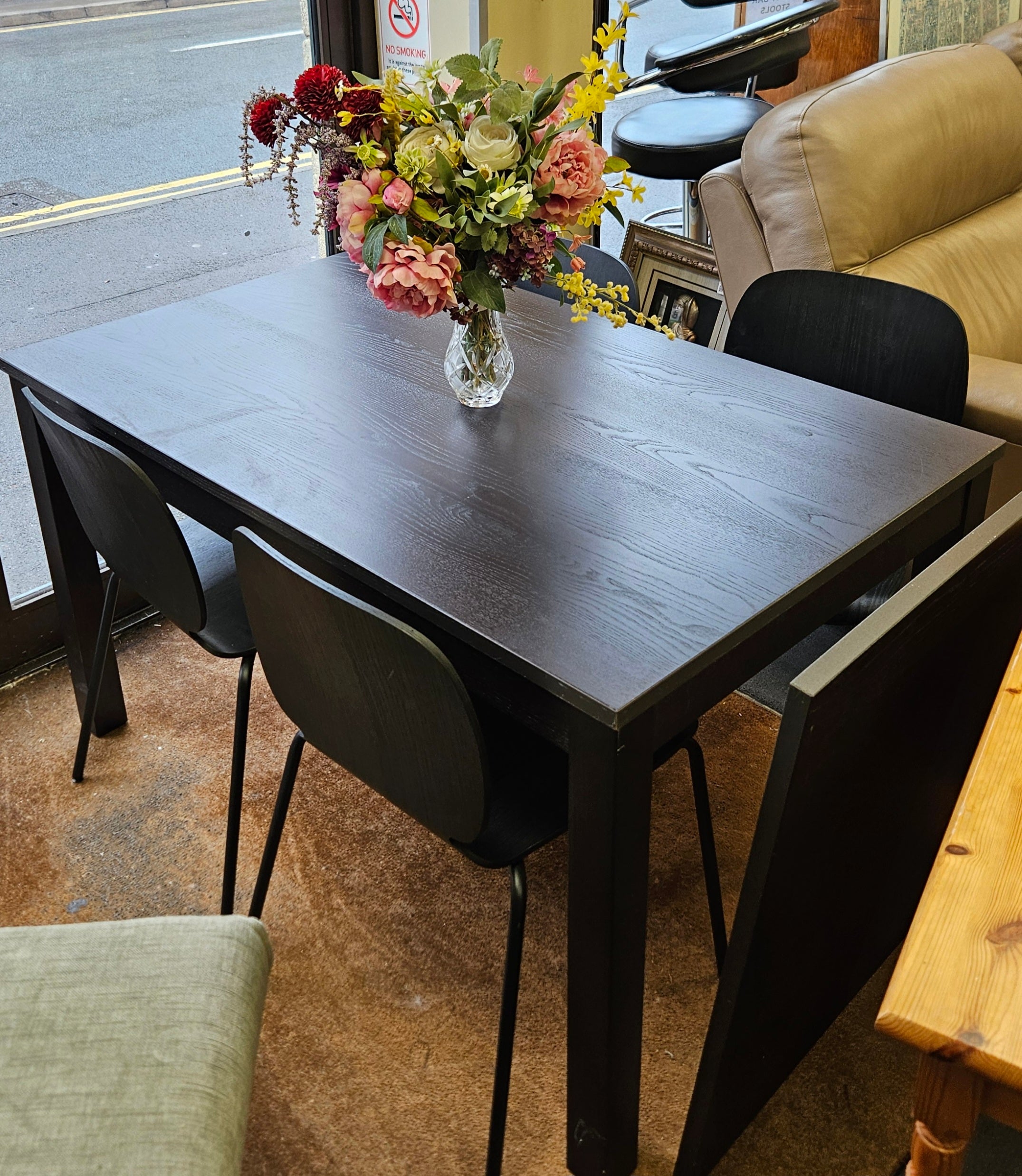 Black table and chairs