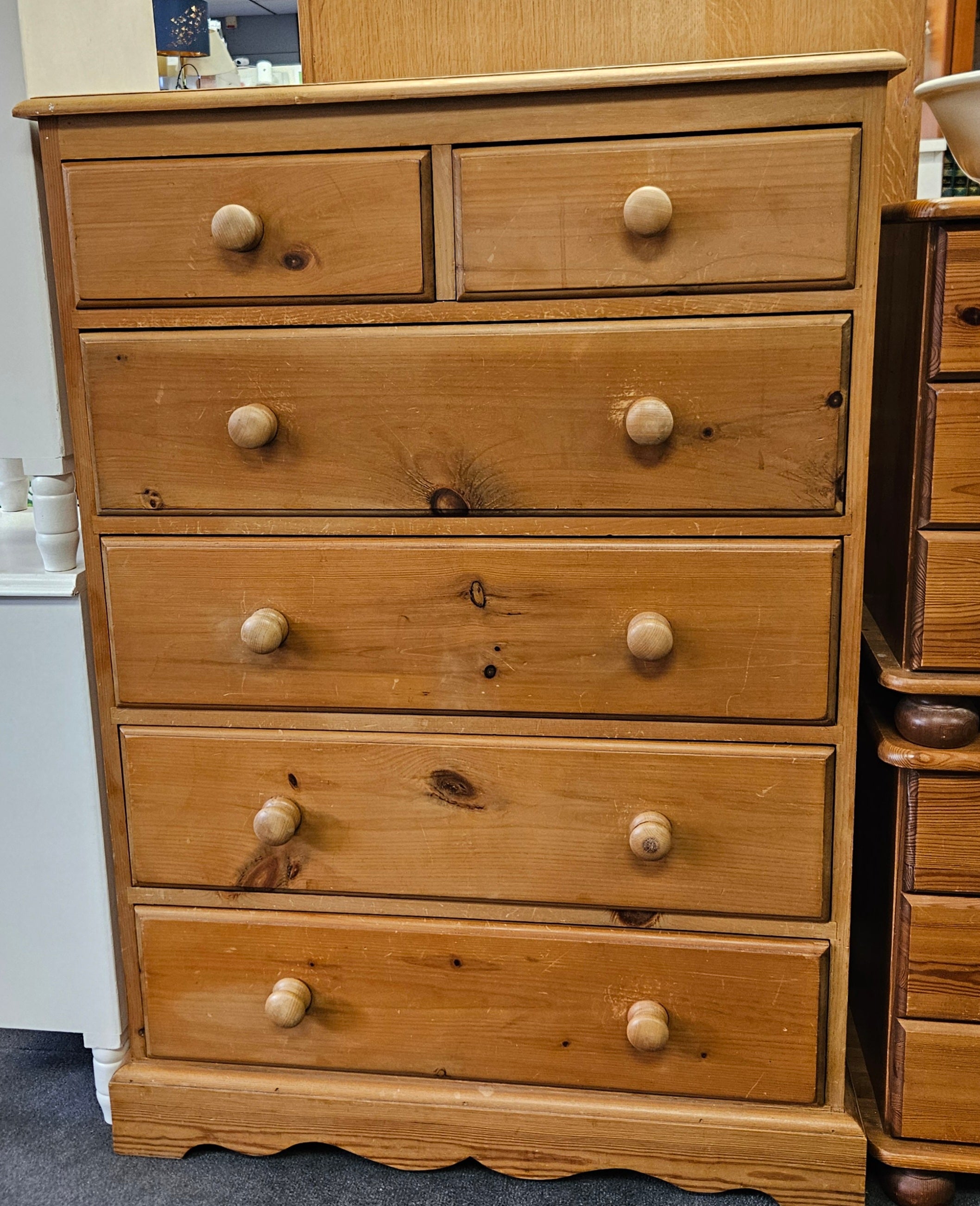 Large pine chest of drawers