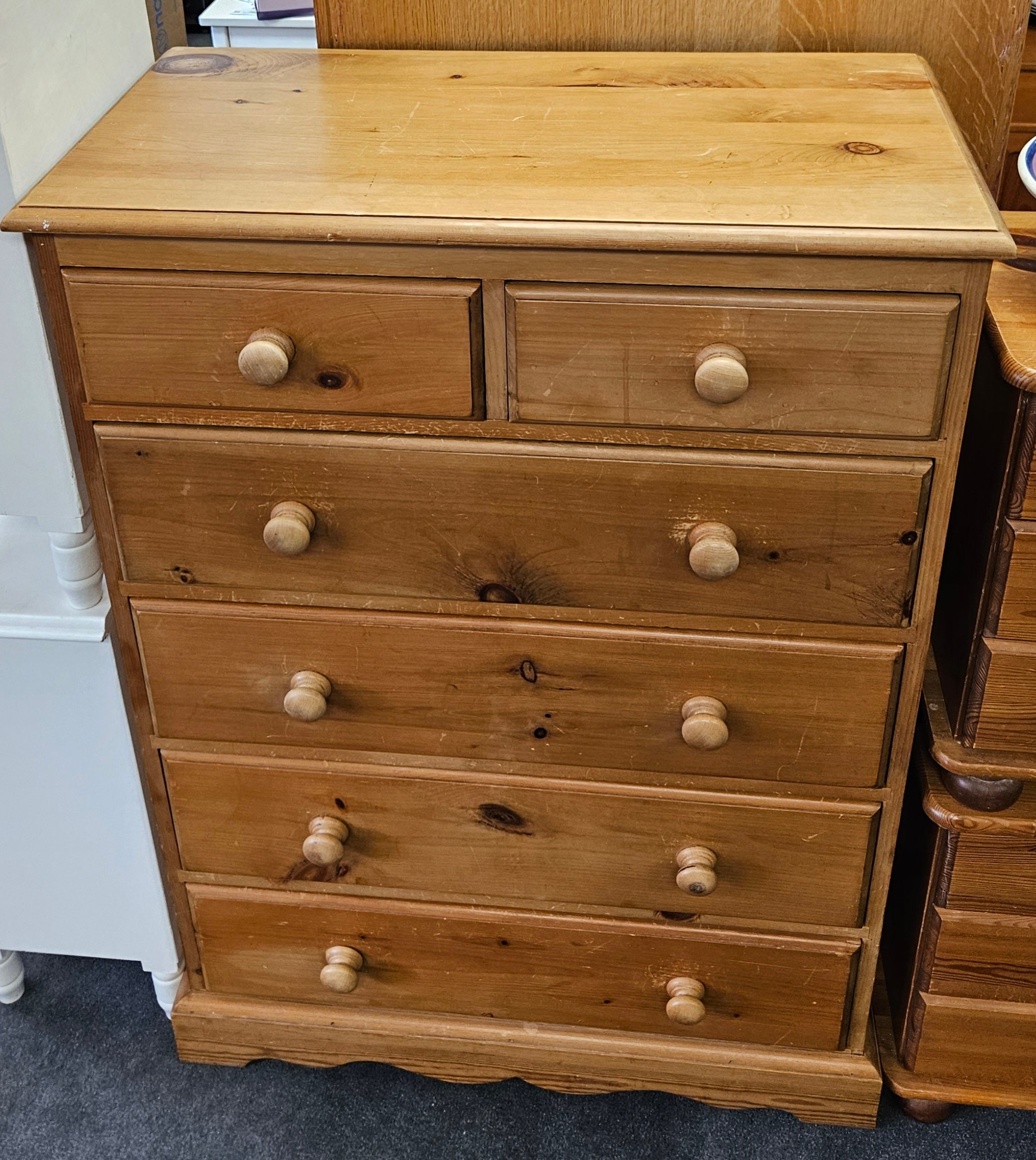 Large pine chest of drawers
