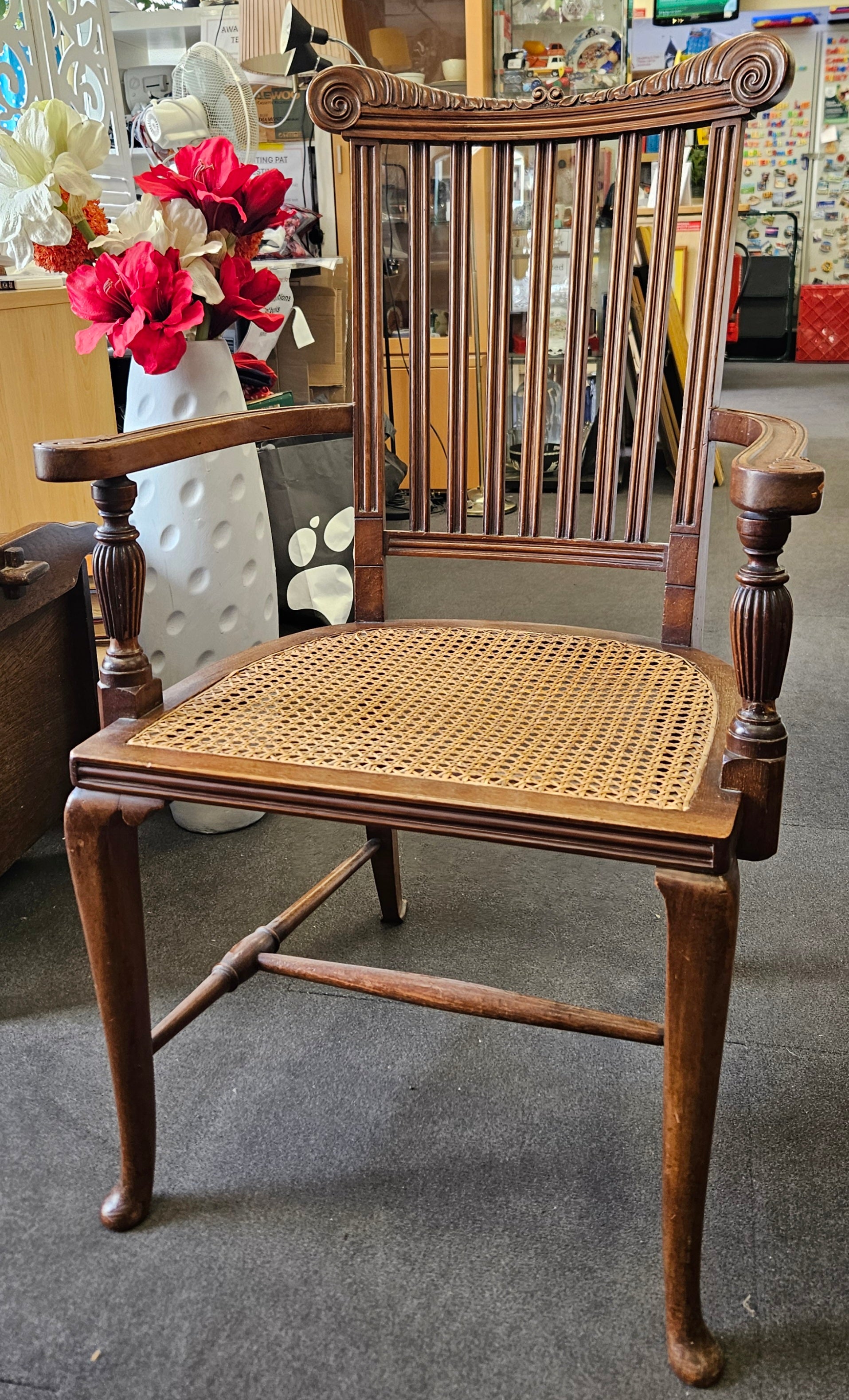 Cane seated chair