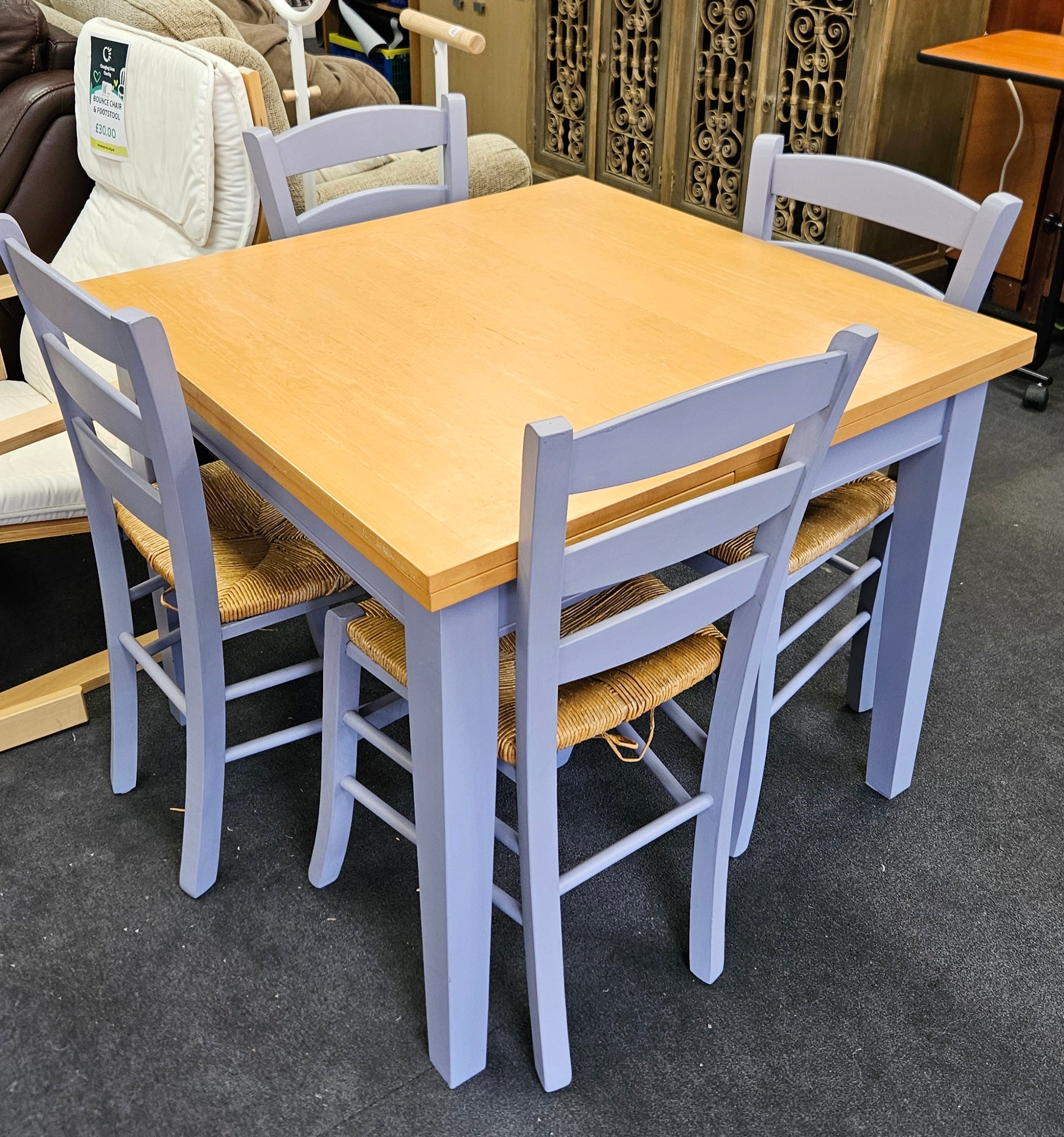Extending table and chairs