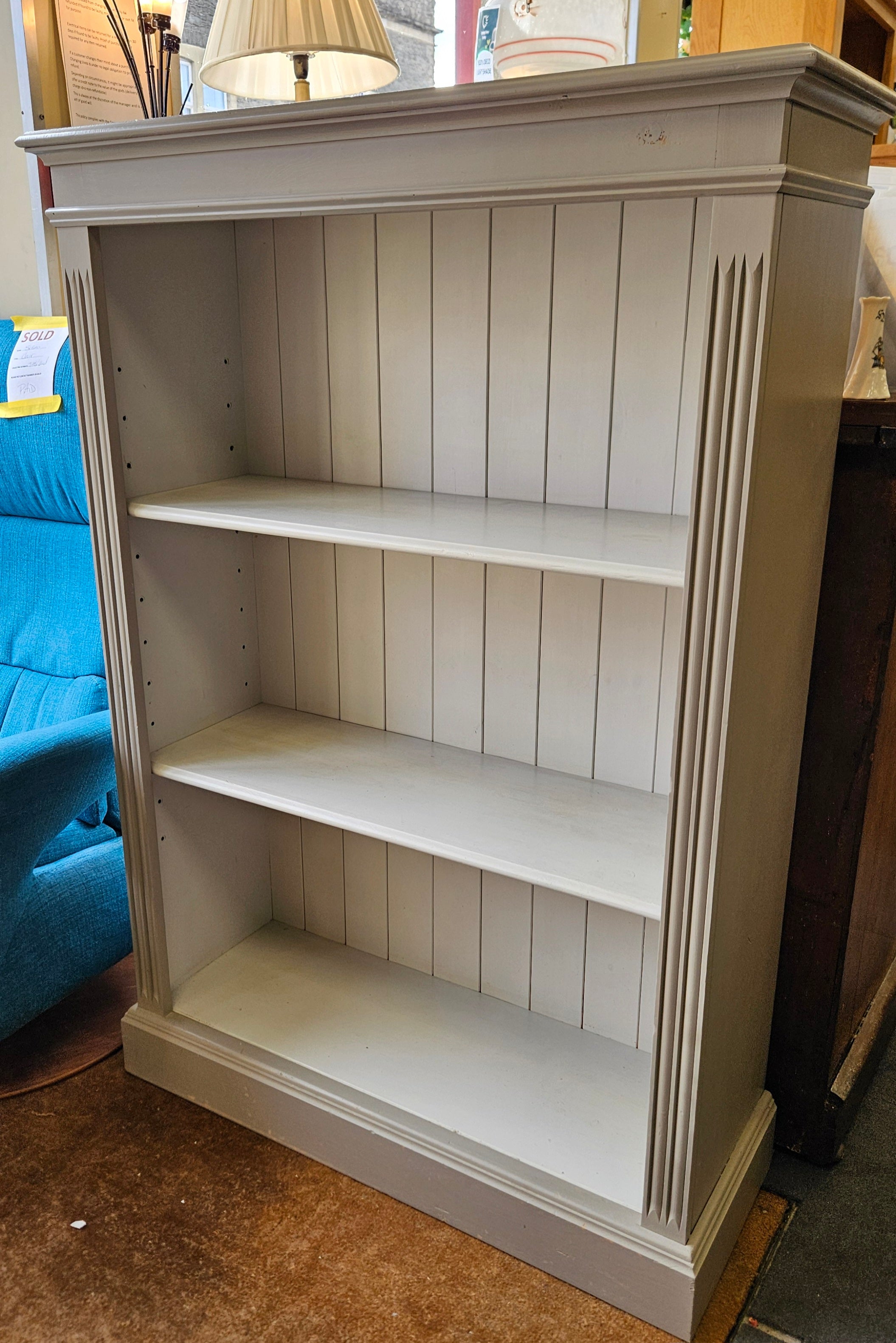 Grey bookcase