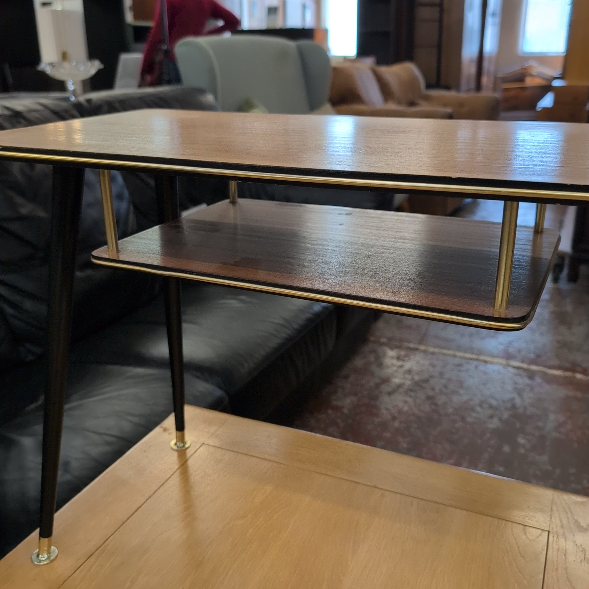 Vintage Mid-Century Two-Tier Side Table – Dansette Style Legs