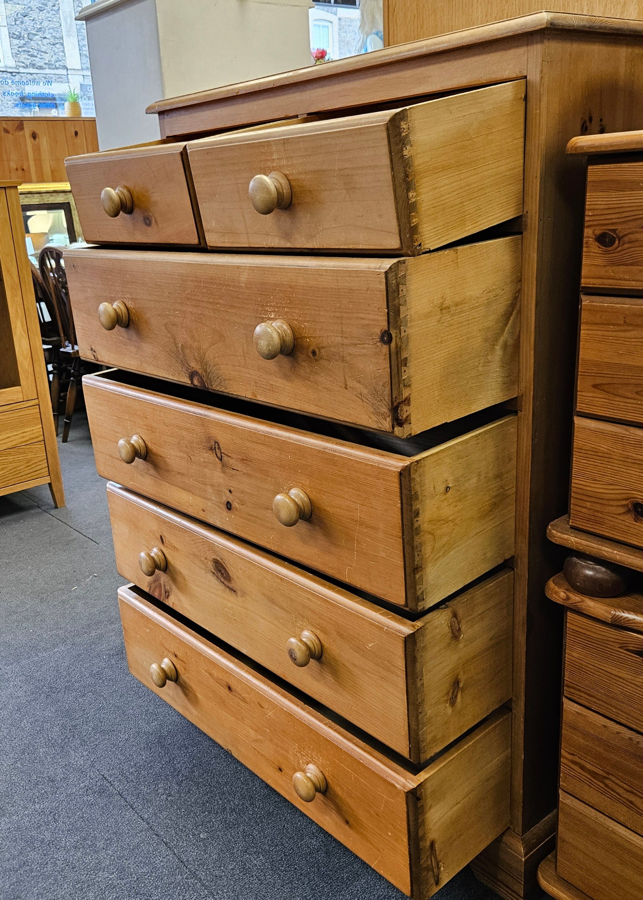 Large pine chest of drawers