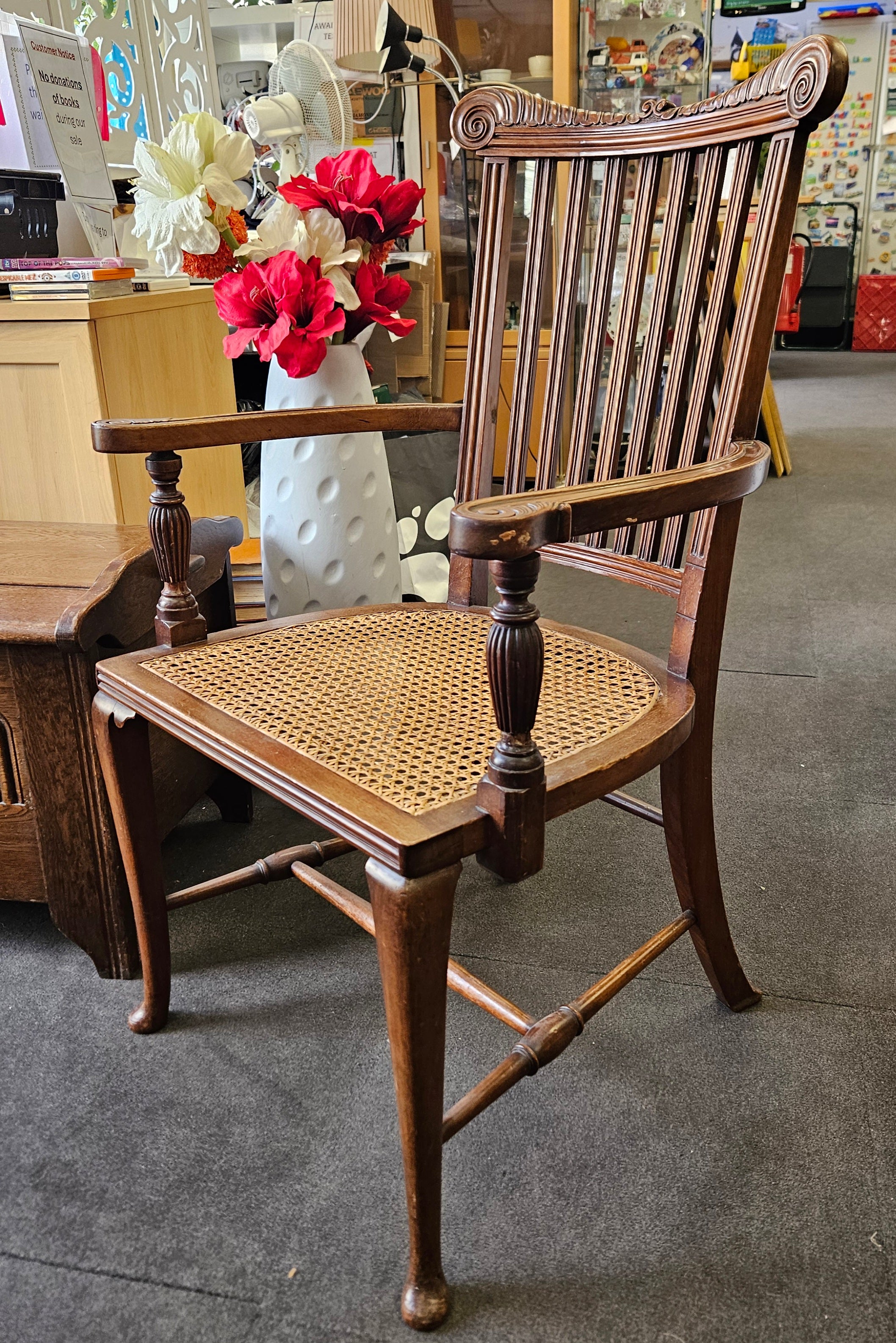 Cane seated chair