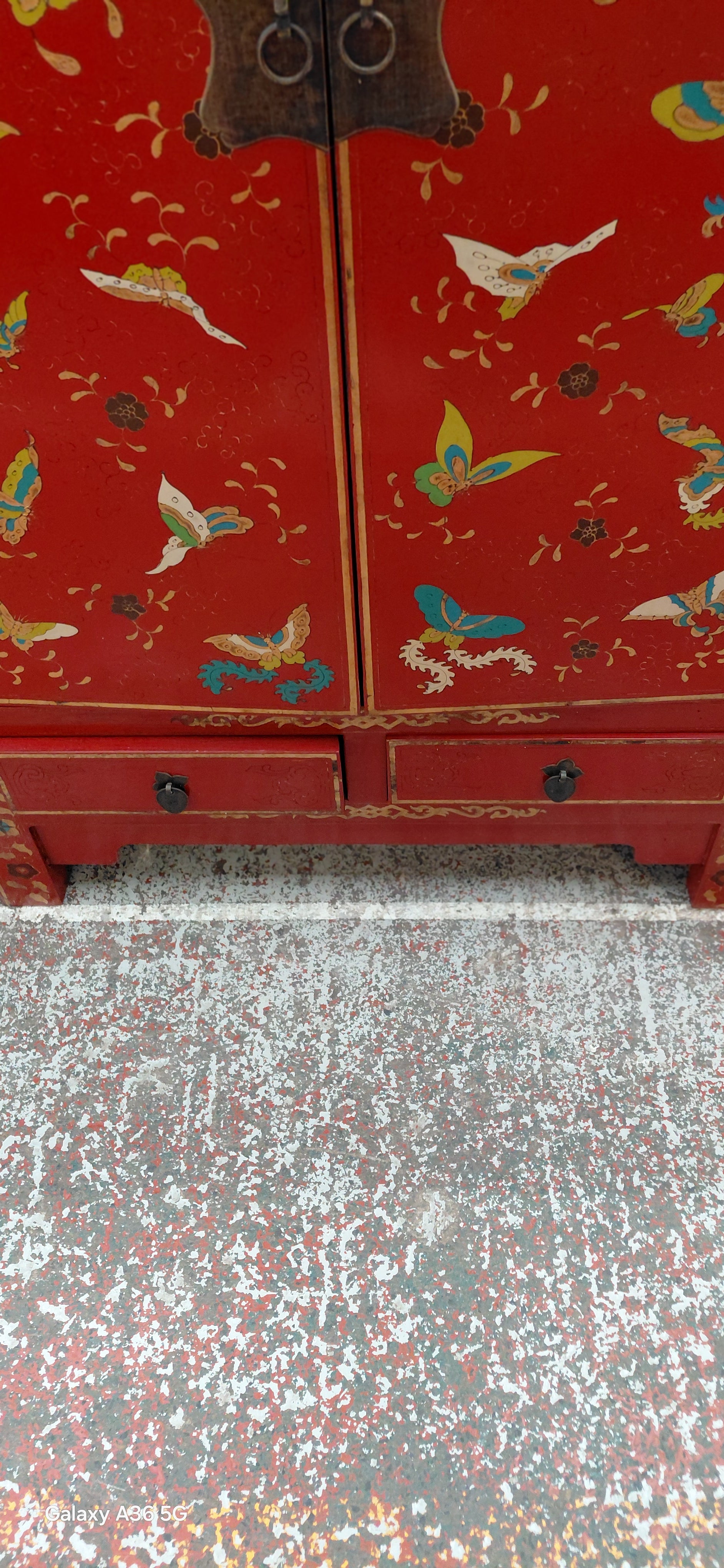 Chinese Lacquer Butterfly Cabinet