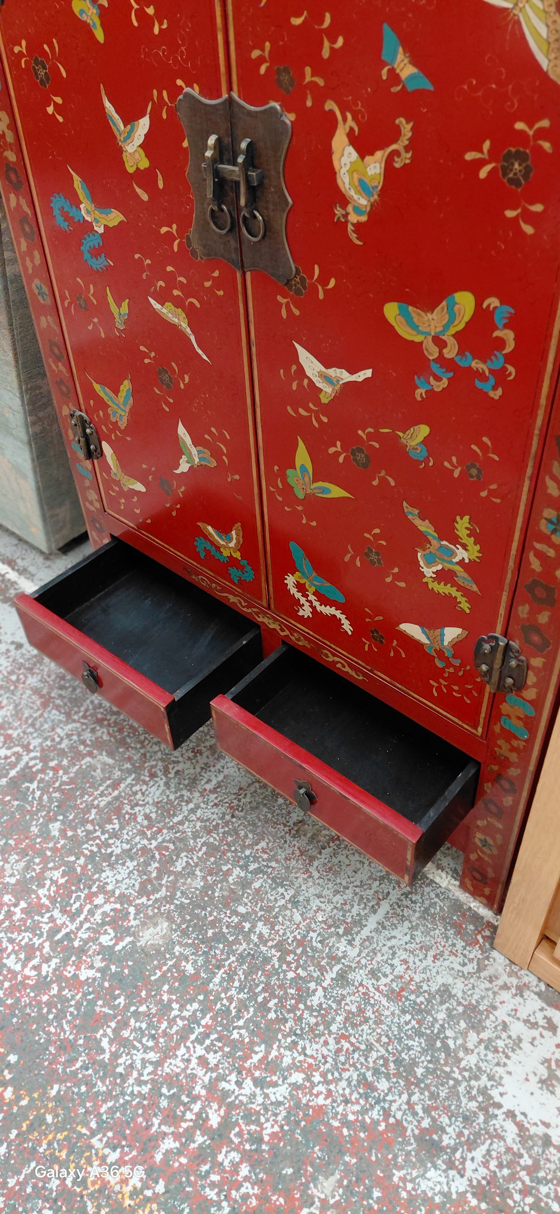 Chinese Lacquer Butterfly Cabinet