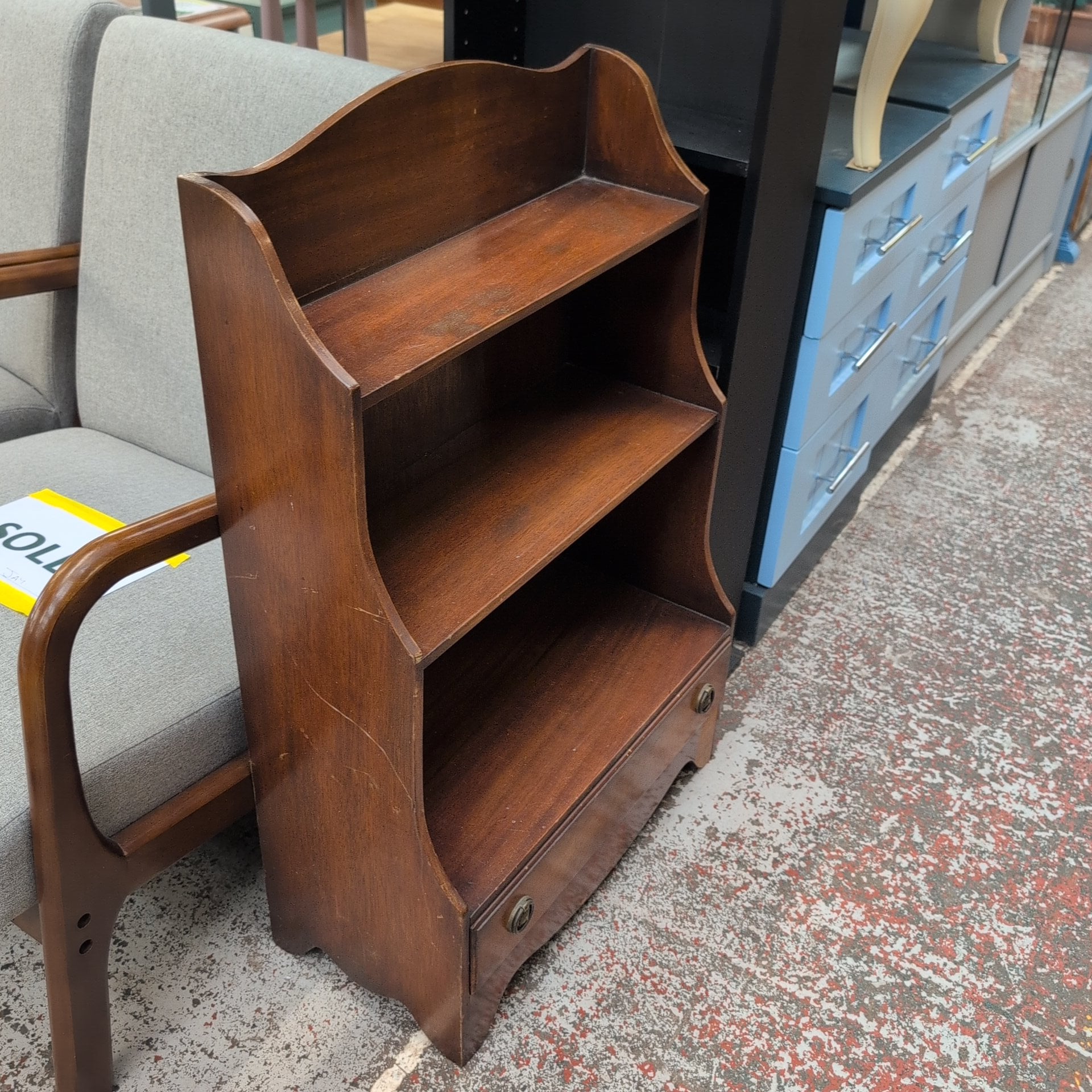 Bevan Funnell Reprodux Vintage Mahogany Open Bookcase with Drawer