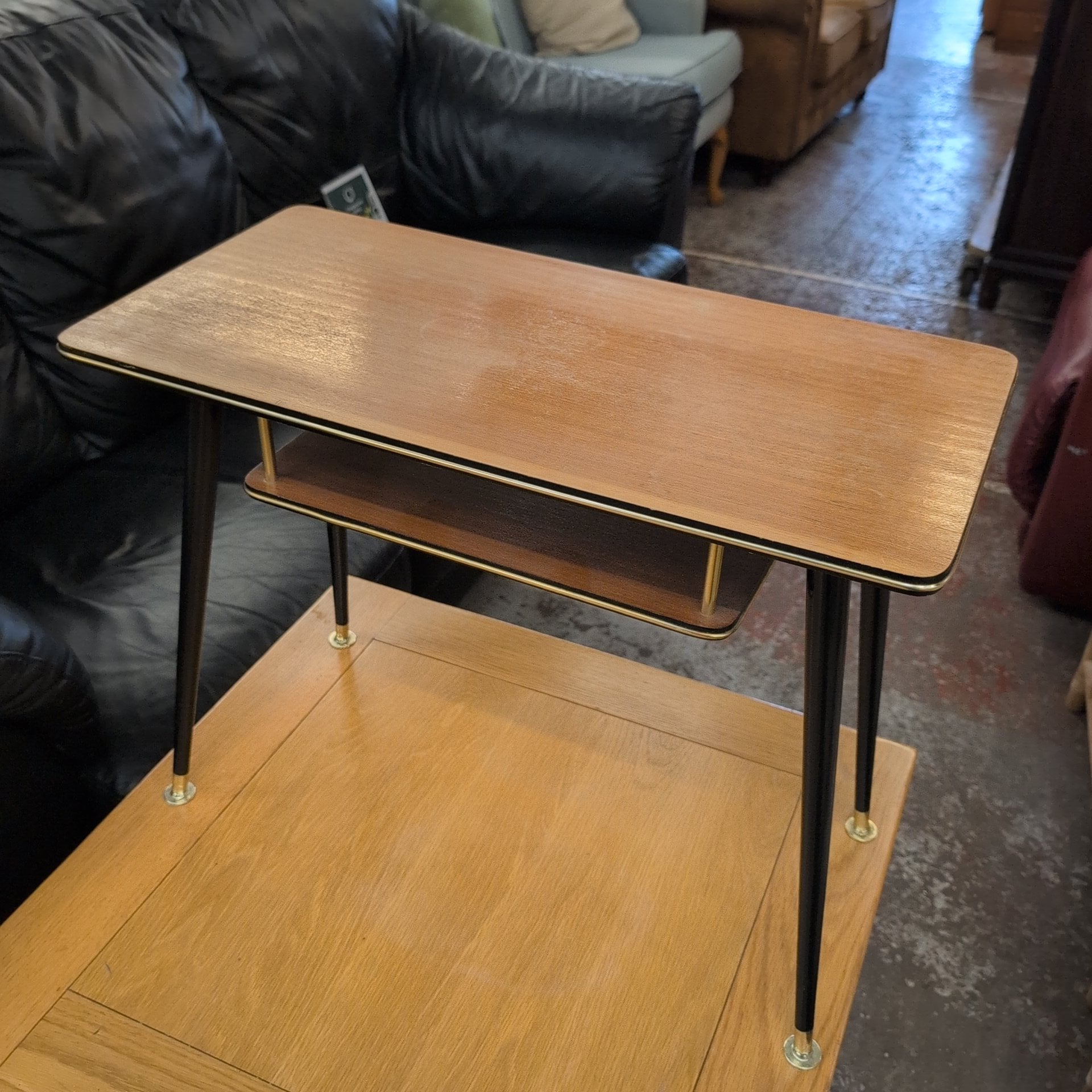 Vintage Mid-Century Two-Tier Side Table – Dansette Style Legs