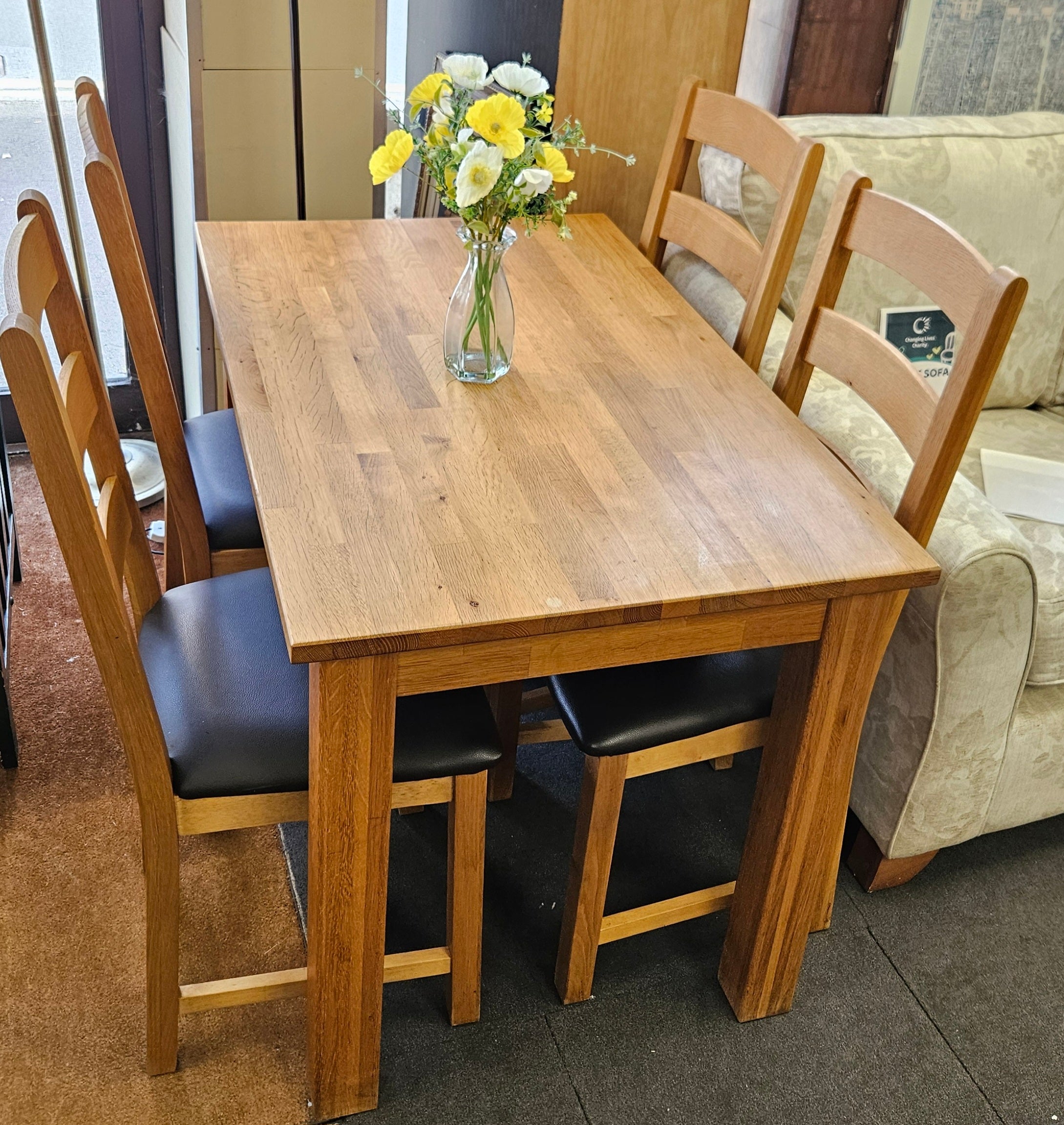 Oak table and four chairs