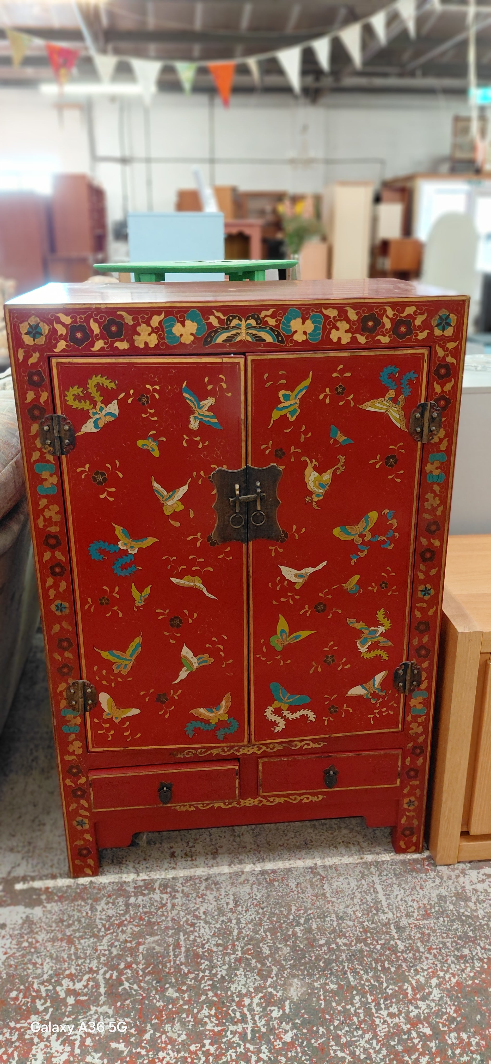 Chinese Lacquer Butterfly Cabinet