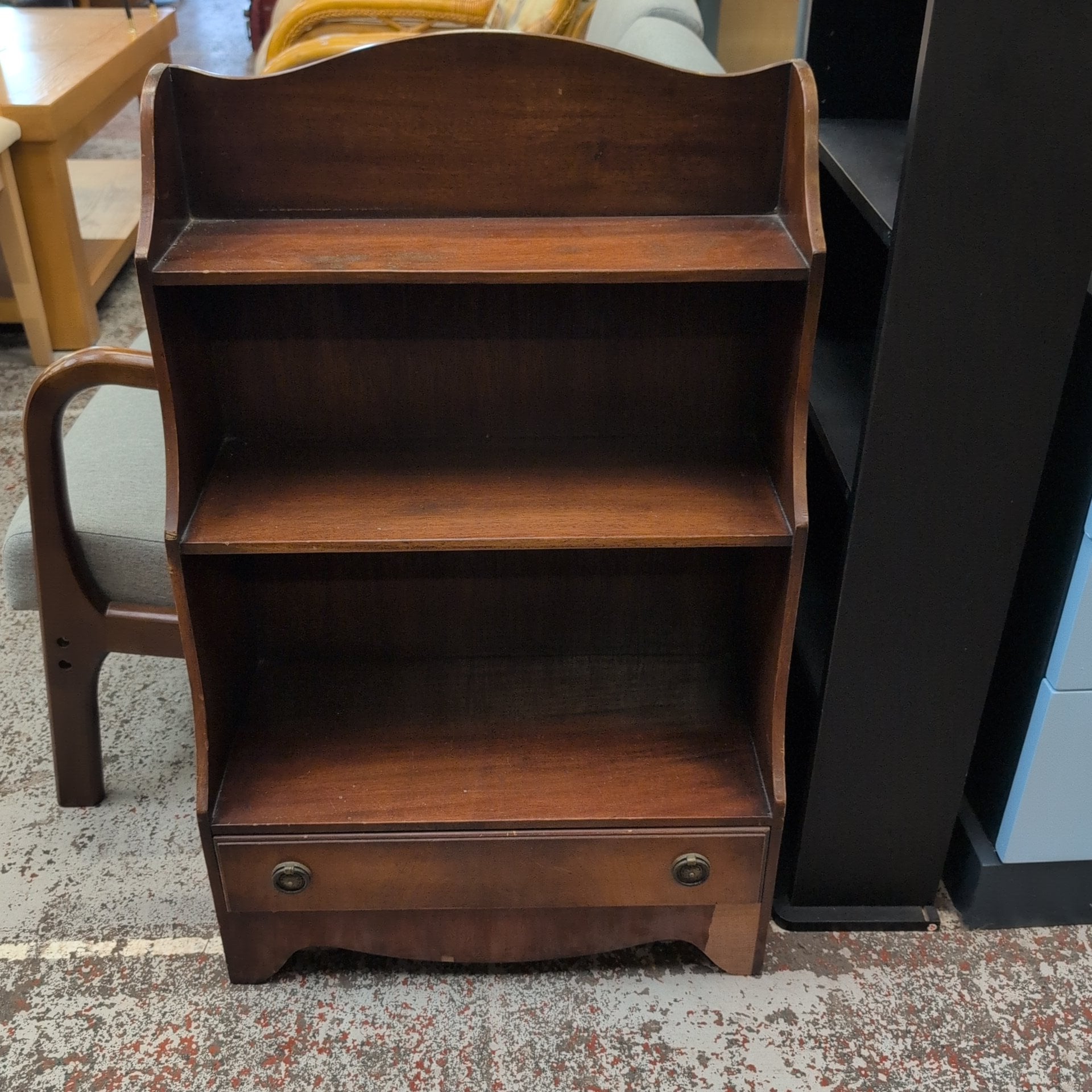 Bevan Funnell Reprodux Vintage Mahogany Open Bookcase with Drawer