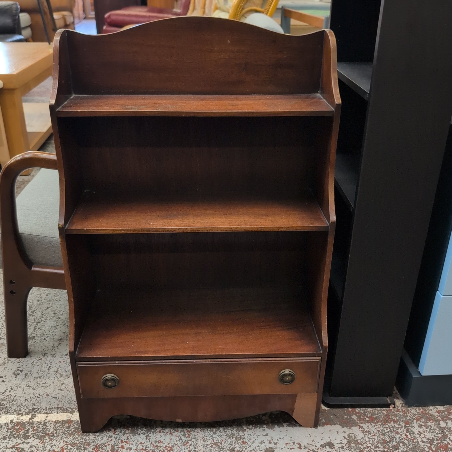 Bevan Funnell Reprodux Vintage Mahogany Open Bookcase with Drawer