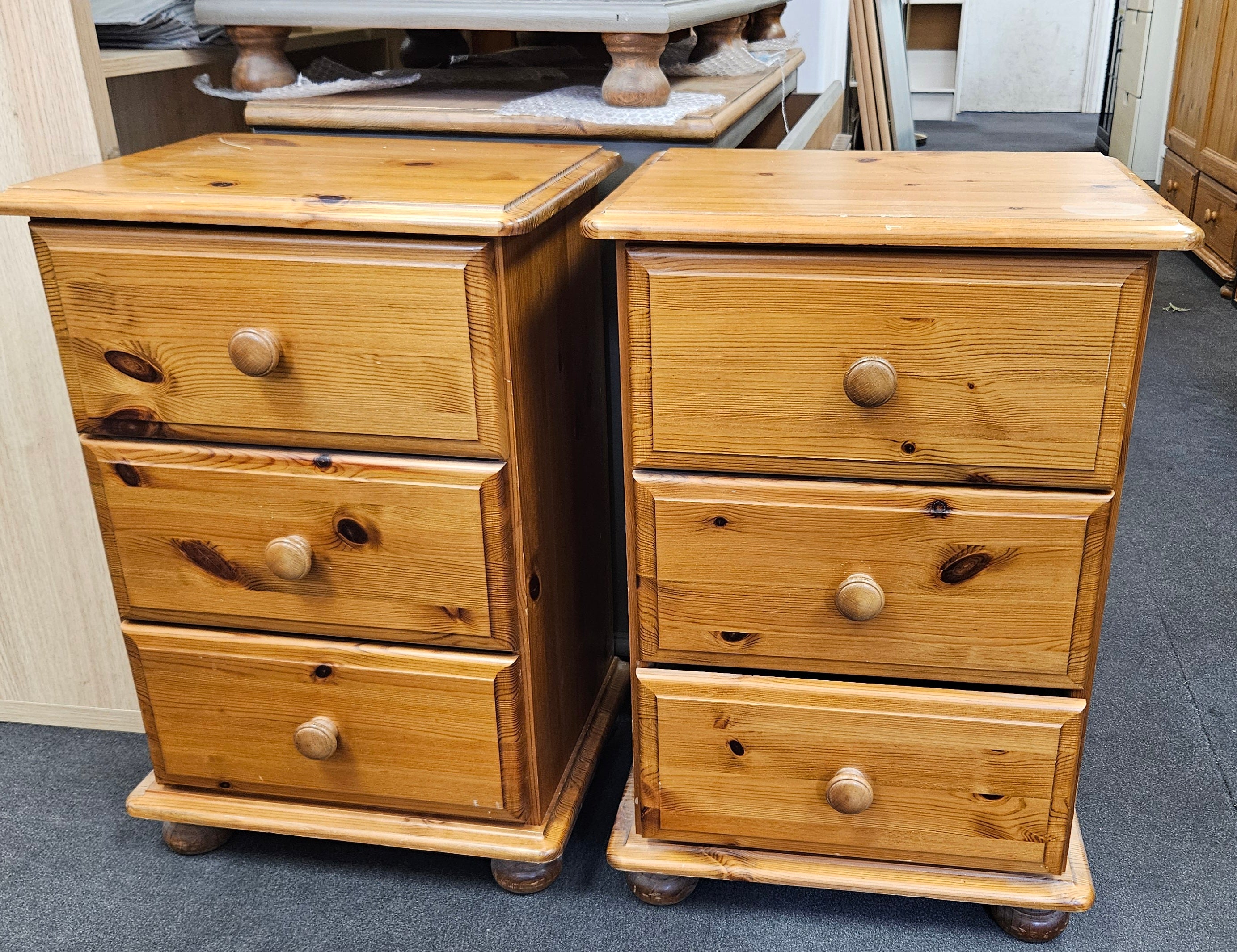 Pair of pine bedside cabinets