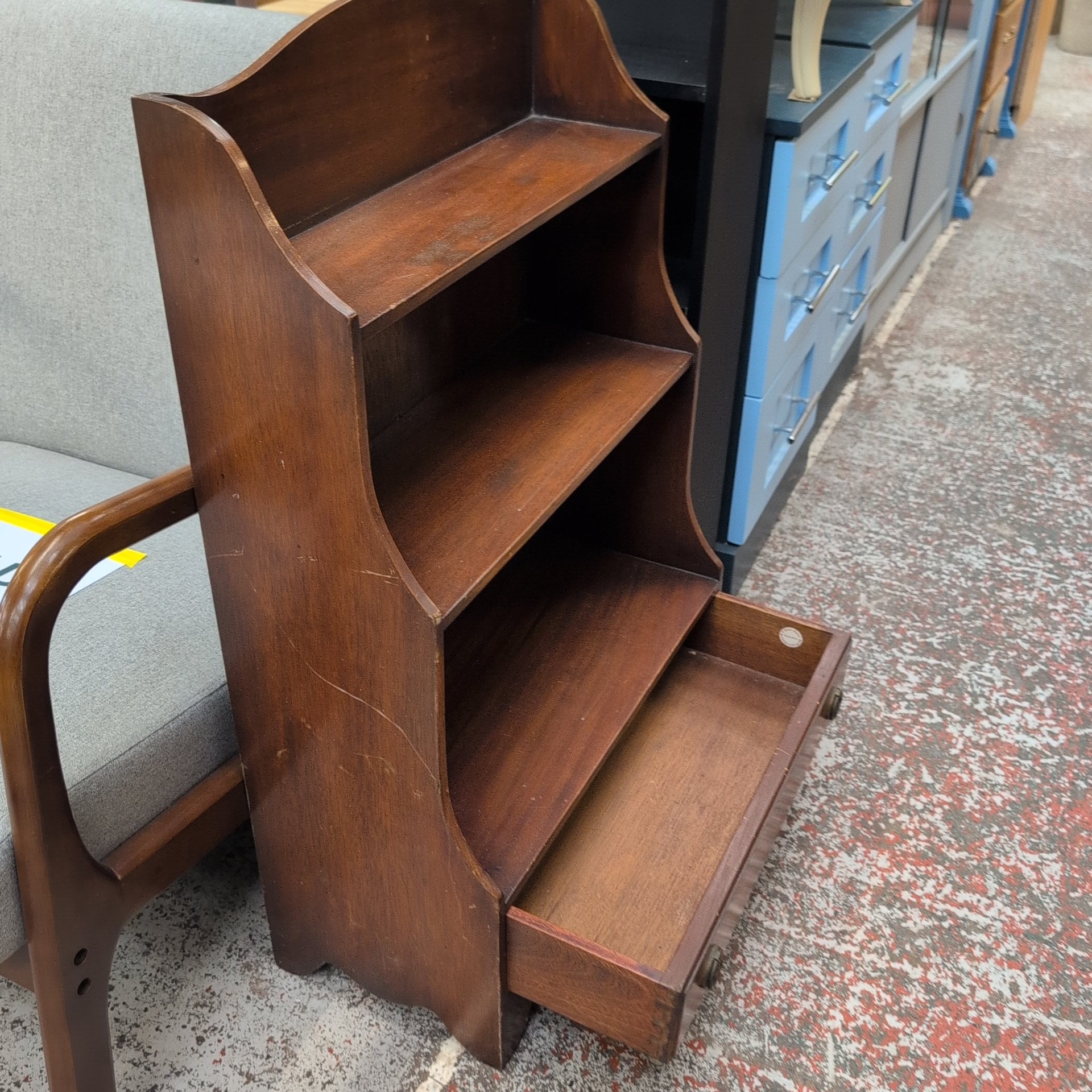 Bevan Funnell Reprodux Vintage Mahogany Open Bookcase with Drawer
