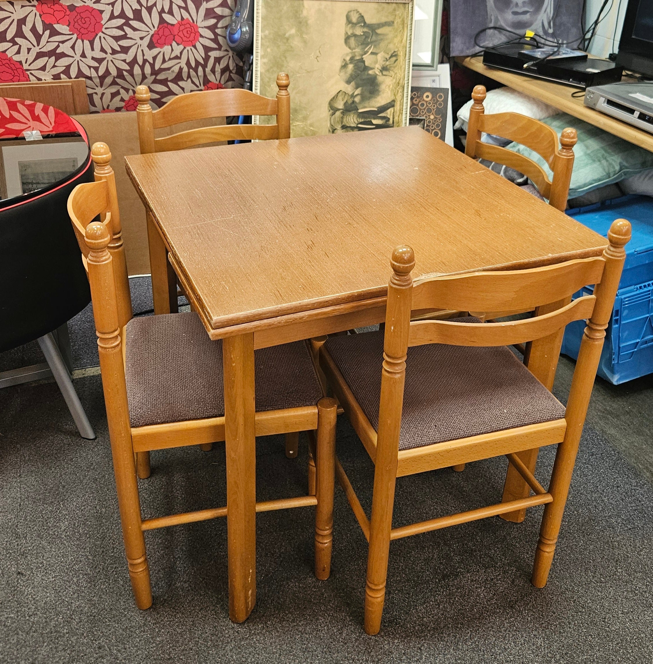 Extending table and chairs