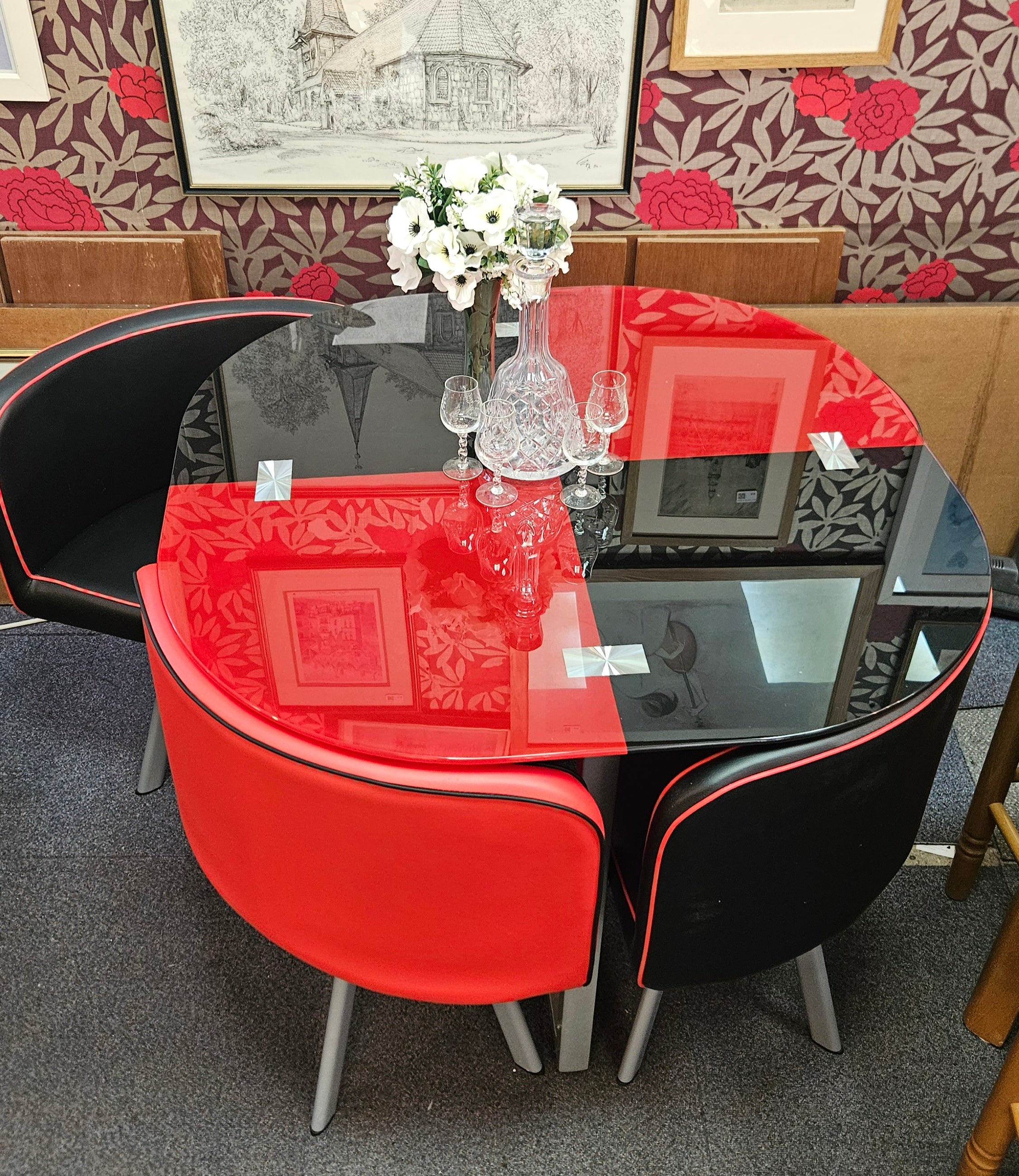 Glass table & chairs